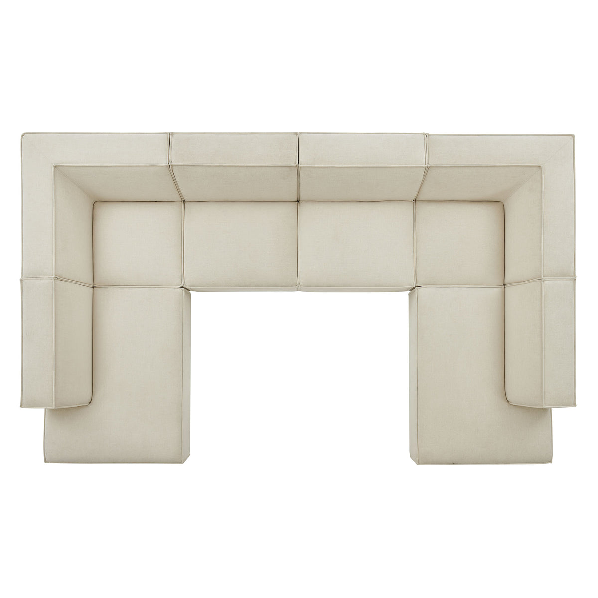 Atlas 6-Piece Performance Fabric Upholstered U-Shaped Sectional Sofa in Ecru