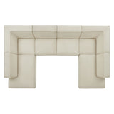 Atlas 6-Piece Performance Fabric Upholstered U-Shaped Sectional Sofa in Ecru