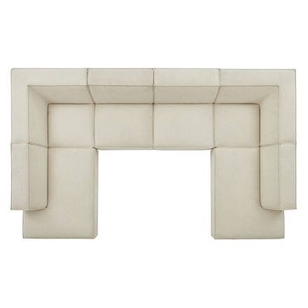 Restore 6-Piece Performance Fabric Upholstered U-Shaped Sectional Sofa in Ecru