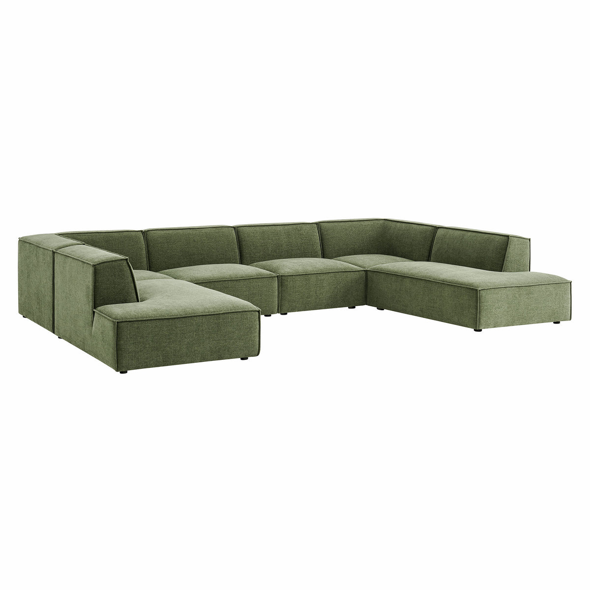 Atlas 6-Piece Performance Fabric Upholstered U-Shaped Sectional Sofa in Foliage