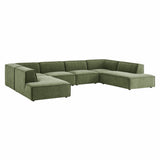Atlas 6-Piece Performance Fabric Upholstered U-Shaped Sectional Sofa in Foliage