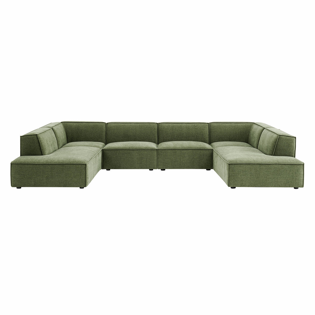 Atlas 6-Piece Performance Fabric Upholstered U-Shaped Sectional Sofa in Foliage
