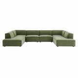 Atlas 6-Piece Performance Fabric Upholstered U-Shaped Sectional Sofa in Foliage