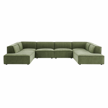 Restore 6-Piece Performance Fabric Upholstered U-Shaped Sectional Sofa in Foliage