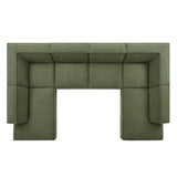 Atlas 6-Piece Performance Fabric Upholstered U-Shaped Sectional Sofa in Foliage