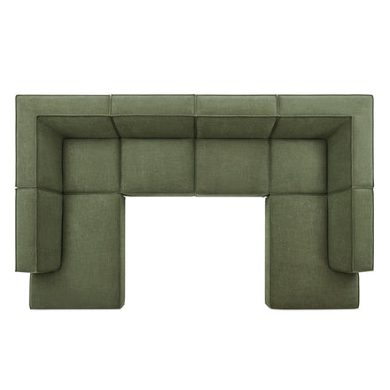 Restore 6-Piece Performance Fabric Upholstered U-Shaped Sectional Sofa in Foliage