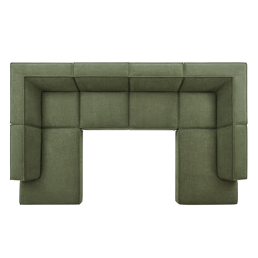 Atlas 6-Piece Performance Fabric Upholstered U-Shaped Sectional Sofa in Foliage