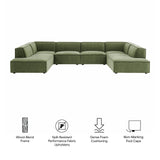 Atlas 6-Piece Performance Fabric Upholstered U-Shaped Sectional Sofa in Foliage