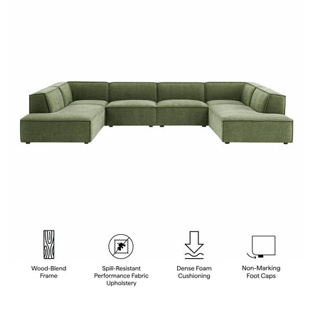 Restore 6-Piece Performance Fabric Upholstered U-Shaped Sectional Sofa in Foliage