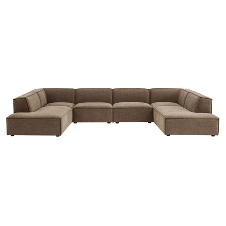 Restore 6-Piece Performance Fabric Upholstered U-Shaped Sectional Sofa in Mocha