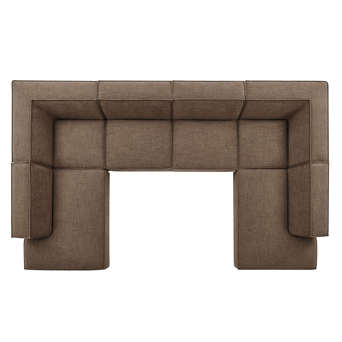 Atlas 6-Piece Performance Fabric Upholstered U-Shaped Sectional Sofa in Mocha