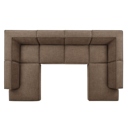 Restore 6-Piece Performance Fabric Upholstered U-Shaped Sectional Sofa in Mocha