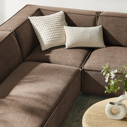 Restore 6-Piece Performance Fabric Upholstered U-Shaped Sectional Sofa in Mocha