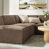Atlas 6-Piece Performance Fabric Upholstered U-Shaped Sectional Sofa in Mocha