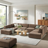 Atlas 6-Piece Performance Fabric Upholstered U-Shaped Sectional Sofa in Mocha