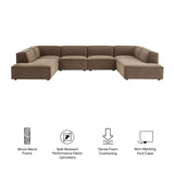 Atlas 6-Piece Performance Fabric Upholstered U-Shaped Sectional Sofa in Mocha