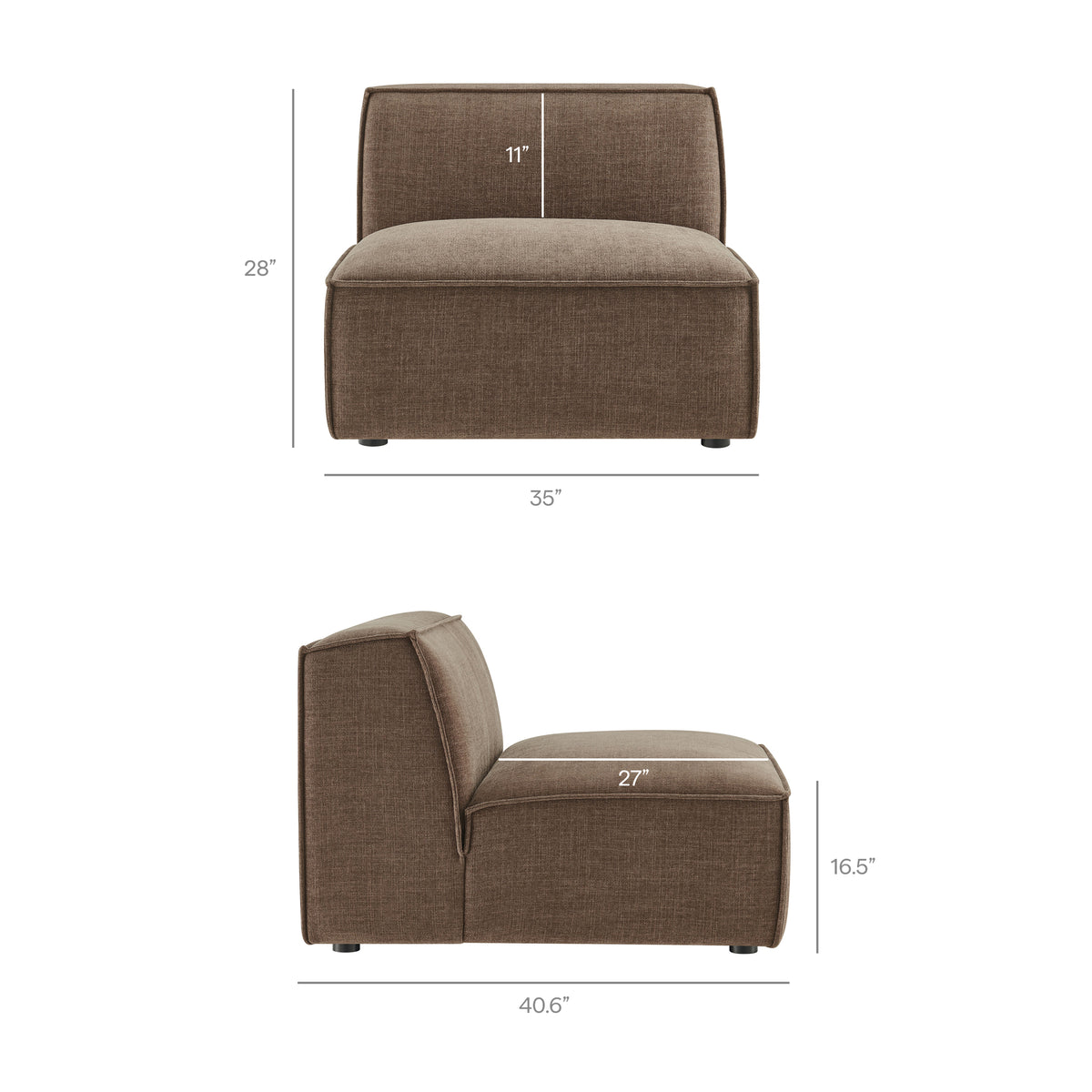 Atlas 6-Piece Performance Fabric Upholstered U-Shaped Sectional Sofa in Mocha