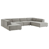 Atlas 6-Piece Performance Fabric Upholstered U-Shaped Sectional Sofa in Pewter