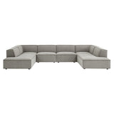 Atlas 6-Piece Performance Fabric Upholstered U-Shaped Sectional Sofa in Pewter