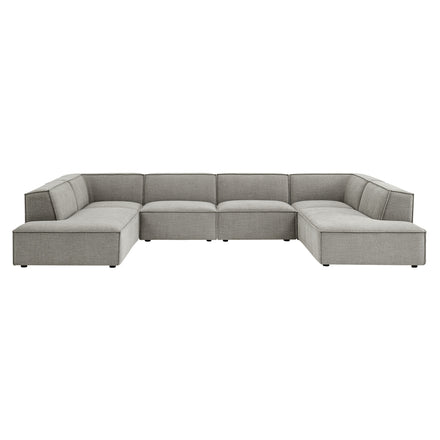 Restore 6-Piece Performance Fabric Upholstered U-Shaped Sectional Sofa in Pewter