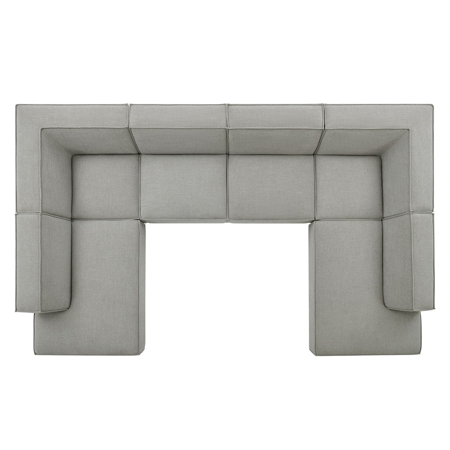 Atlas 6-Piece Performance Fabric Upholstered U-Shaped Sectional Sofa in Pewter