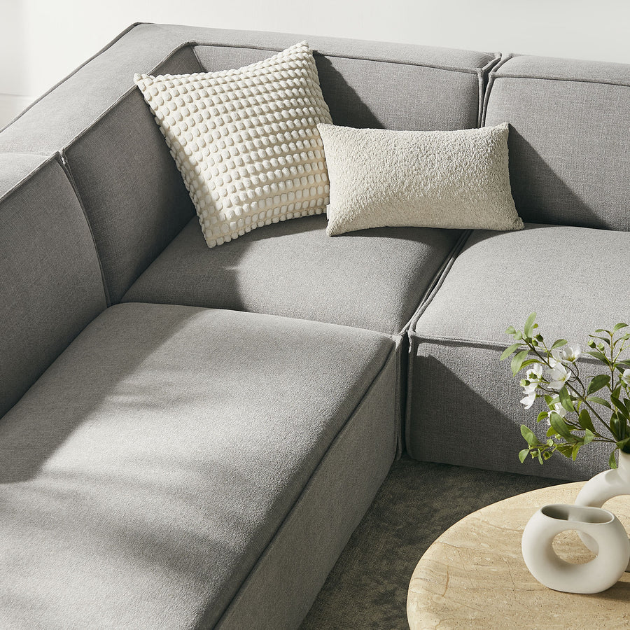 Atlas 6-Piece Performance Fabric Upholstered U-Shaped Sectional Sofa in Pewter