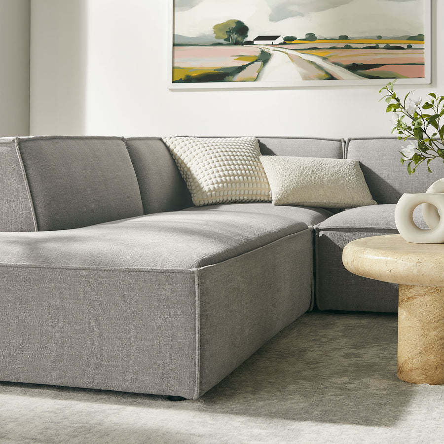 Atlas 6-Piece Performance Fabric Upholstered U-Shaped Sectional Sofa in Pewter