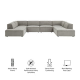 Atlas 6-Piece Performance Fabric Upholstered U-Shaped Sectional Sofa in Pewter