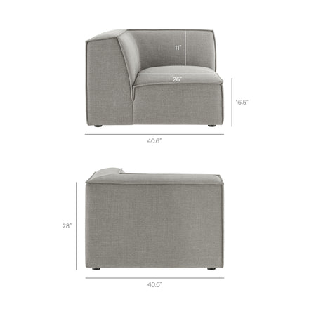 Restore 6-Piece Performance Fabric Upholstered U-Shaped Sectional Sofa in Pewter
