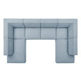 Atlas 6-Piece Performance Fabric Upholstered U-Shaped Sectional Sofa in Sky