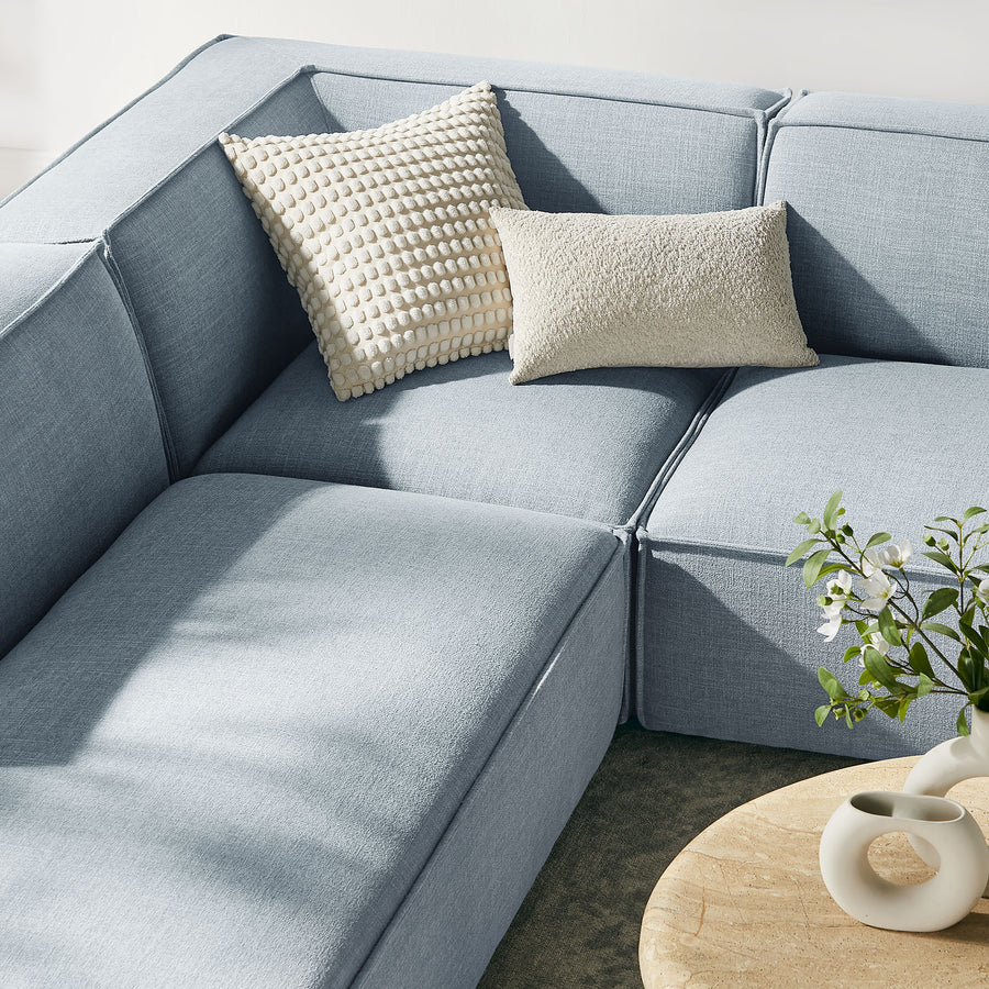 Atlas 6-Piece Performance Fabric Upholstered U-Shaped Sectional Sofa in Sky