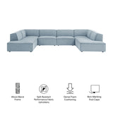 Atlas 6-Piece Performance Fabric Upholstered U-Shaped Sectional Sofa in Sky