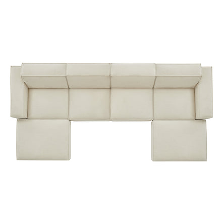 Restore 6-Piece Performance Fabric Upholstered Modular Sectional Sofa in Ecru