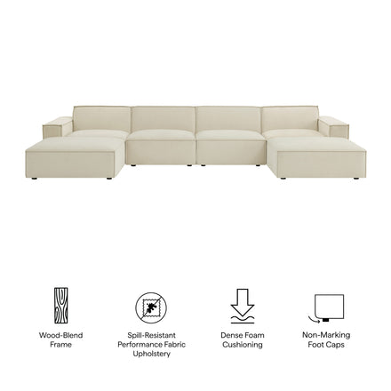 Restore 6-Piece Performance Fabric Upholstered Modular Sectional Sofa in Ecru