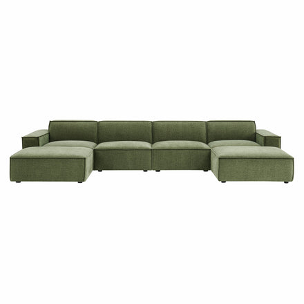 Restore 6-Piece Performance Fabric Upholstered Modular Sectional Sofa in Foliage