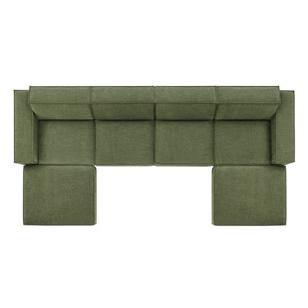 Restore 6-Piece Performance Fabric Upholstered Modular Sectional Sofa in Foliage