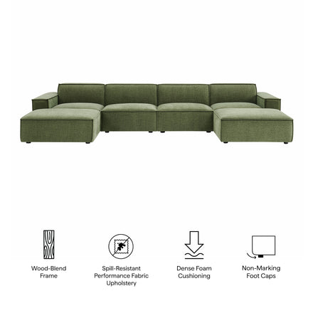 Restore 6-Piece Performance Fabric Upholstered Modular Sectional Sofa in Foliage