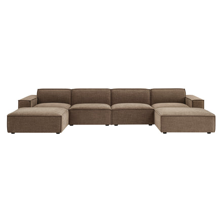 Restore 6-Piece Performance Fabric Upholstered Modular Sectional Sofa in Mocha