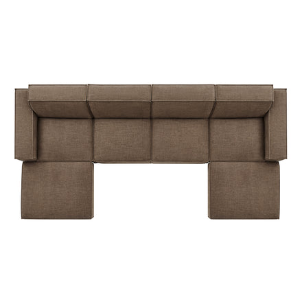 Restore 6-Piece Performance Fabric Upholstered Modular Sectional Sofa in Mocha