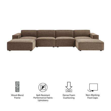 Restore 6-Piece Performance Fabric Upholstered Modular Sectional Sofa in Mocha
