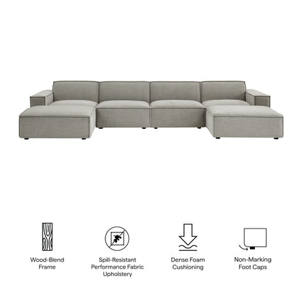 Restore 6-Piece Performance Fabric Upholstered Modular Sectional Sofa in Pewter