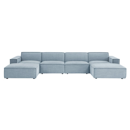 Restore 6-Piece Performance Fabric Upholstered Modular Sectional Sofa in Sky