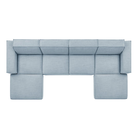 Restore 6-Piece Performance Fabric Upholstered Modular Sectional Sofa in Sky