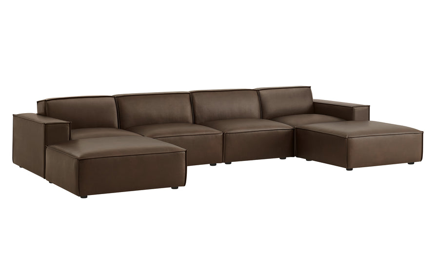 Atlas 6-Piece Vegan Leather Modular Sectional Sofa in Espresso