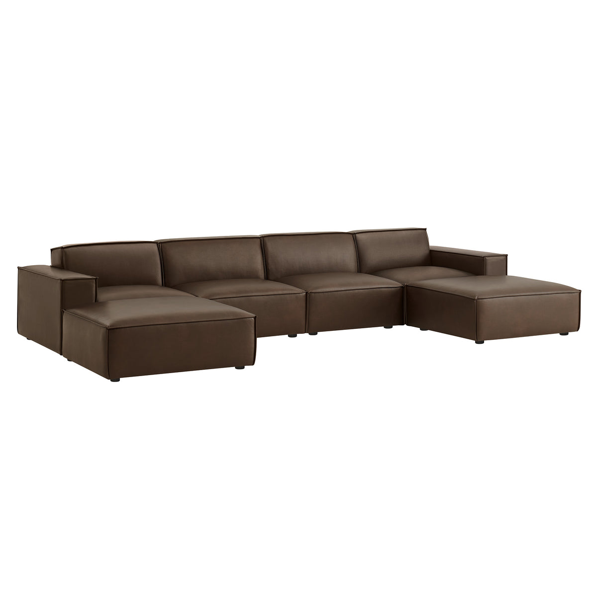 Atlas 6-Piece Vegan Leather Modular Sectional Sofa in Espresso