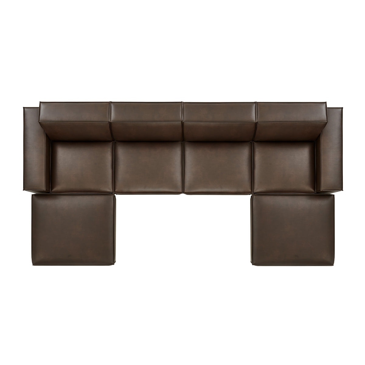 Atlas 6-Piece Vegan Leather Modular Sectional Sofa in Espresso