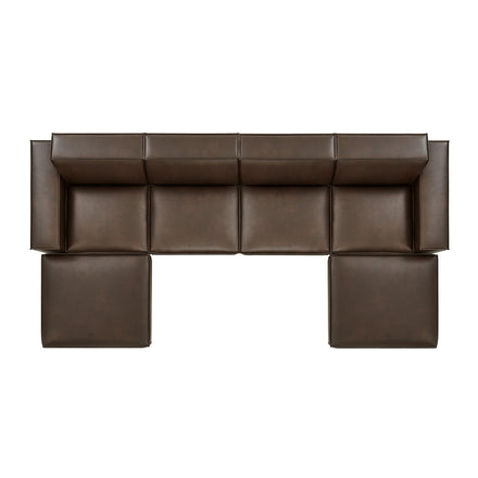 Restore 6-Piece Vegan Leather Modular Sectional Sofa in Espresso