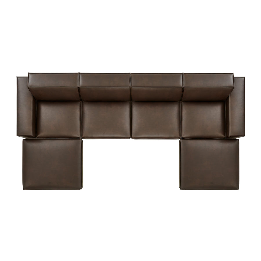 Atlas 6-Piece Vegan Leather Modular Sectional Sofa in Espresso