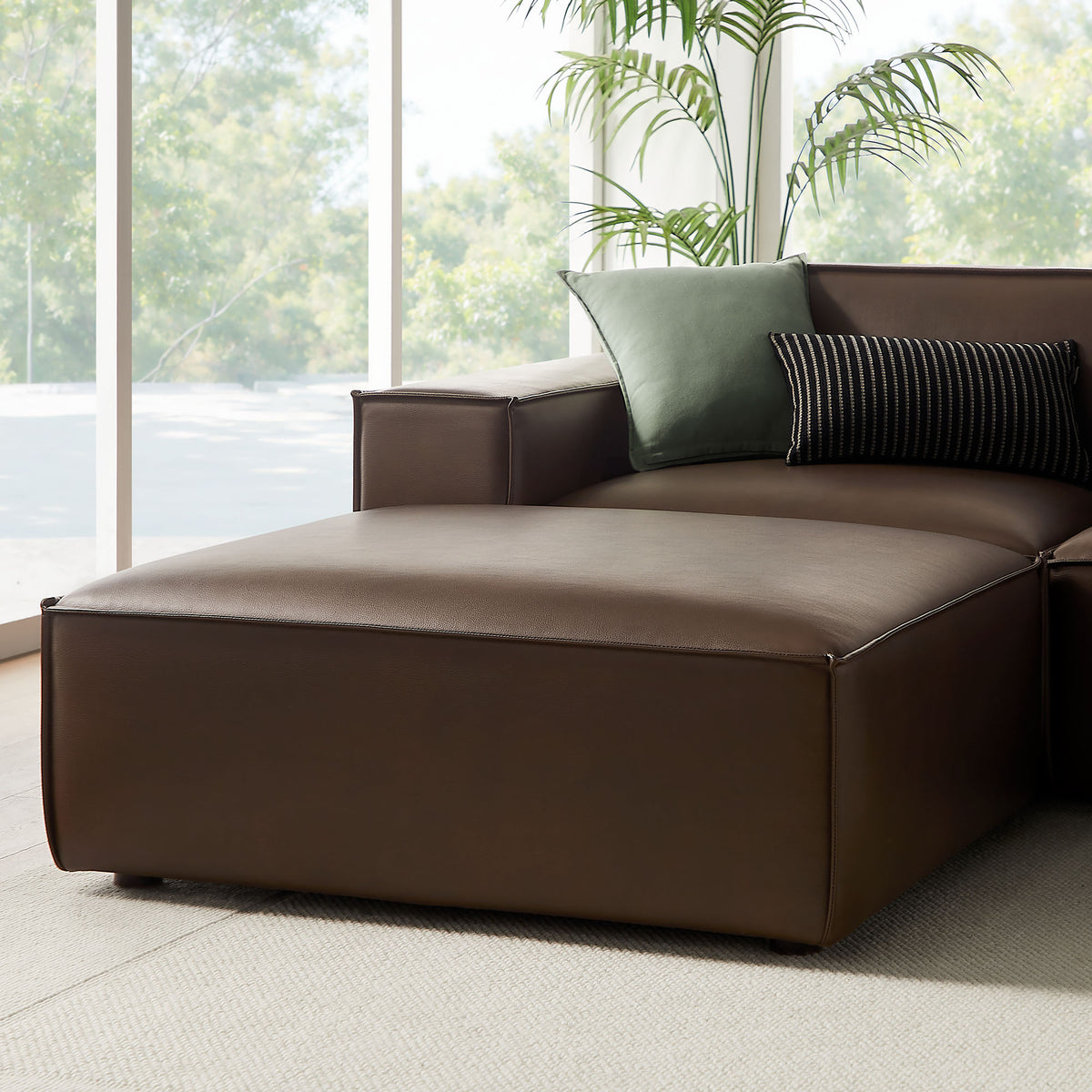 Atlas 6-Piece Vegan Leather Modular Sectional Sofa in Espresso