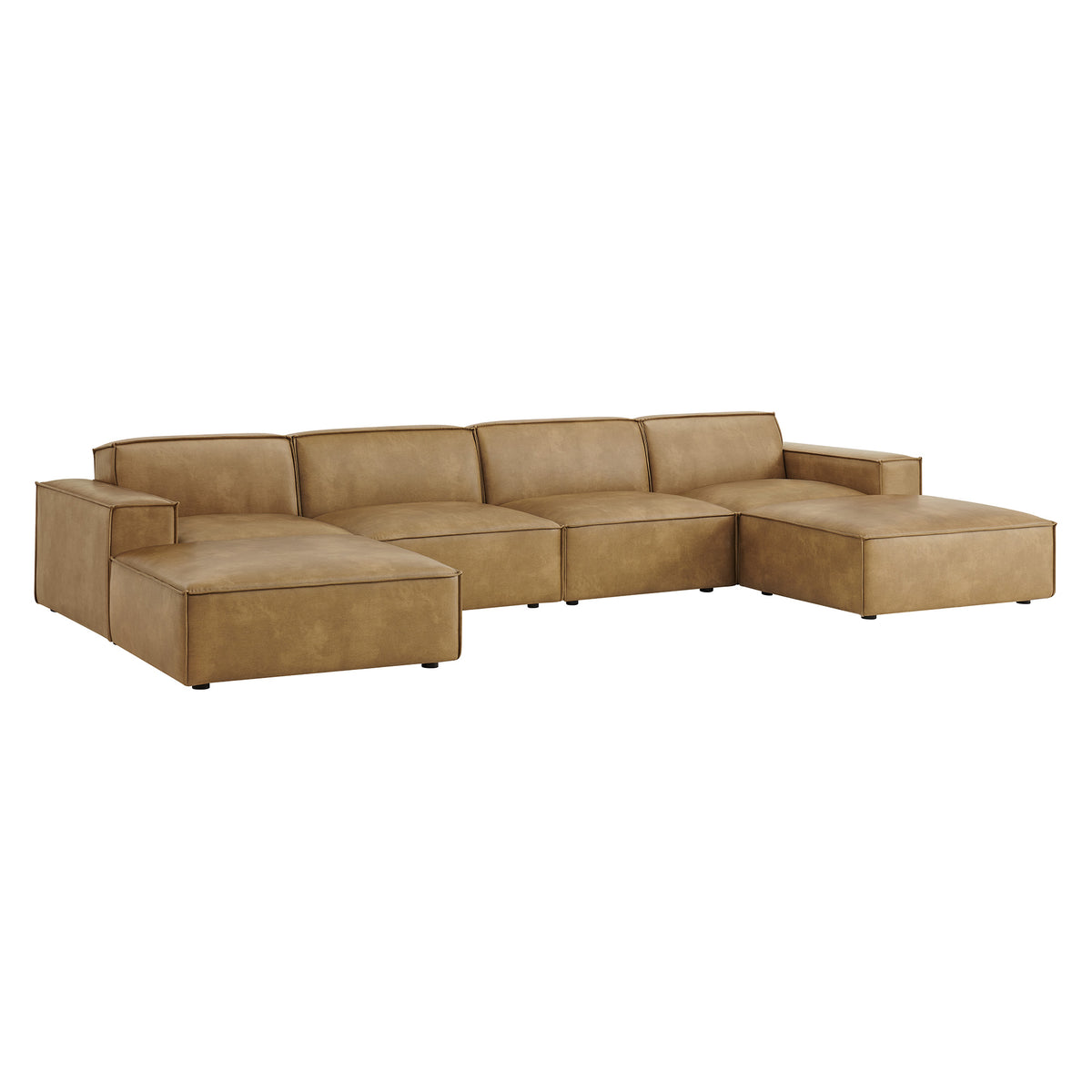 Atlas 6-Piece Vegan Leather Modular Sectional Sofa in Toast